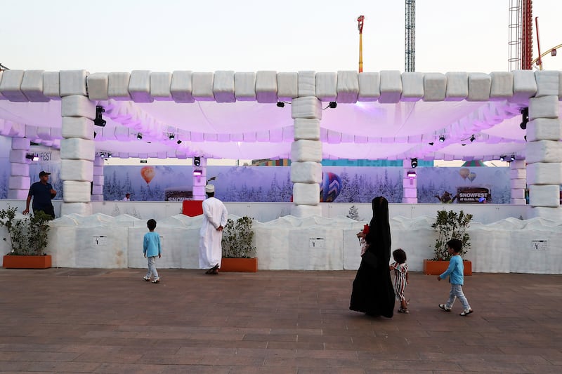 The Snowfest ice rink at Global Village in Dubai. Pawan Singh / The National
