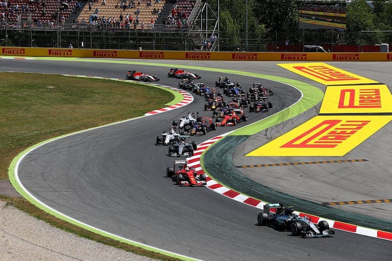 Nico Rosberg of Mercedes leads the field at Sunday's Spanish Grand Prix. He won the race. Clive Mason / Getty Images / May 10, 2015  