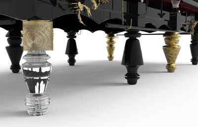  The black turned-wood legs are adorned with the critters – casted brass bugs and gold scorpions – found in Boca do Lobo’s Metamorphosis series. Courtesy Boca do Lobo