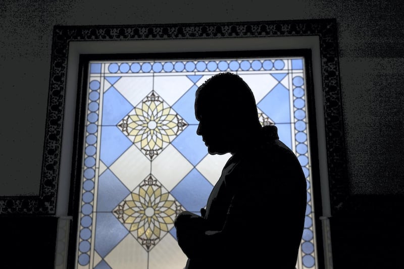 Dubai, United Arab Emirates - May 10, 2019: Friday prayers take place at Al Farooq Omar Bin Al Khattab Mosque during Ramadan. Friday the 10th of May 2019. Al Safa, Dubai. Chris Whiteoak / The National
