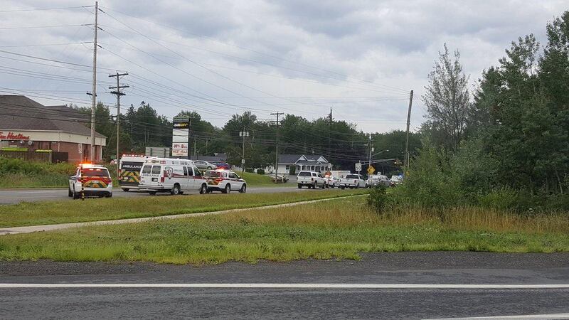 Emergency vehicles are seen at the Brookside Drive area in Fredericton, Canada August 10, 2018 in this picture obtained from social media. Kev Bourque/via REUTERS THIS IMAGE HAS BEEN SUPPLIED BY A THIRD PARTY. MANDATORY CREDIT. NO RESALES. NO ARCHIVES.