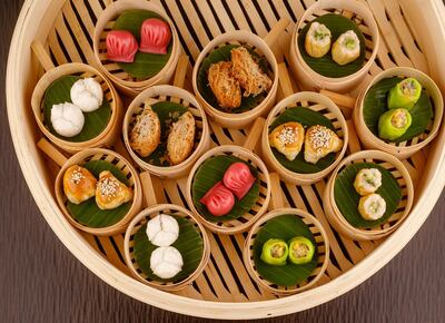 The dim sum platter from Hakkasan Dubai's brunch, which is brought to your table