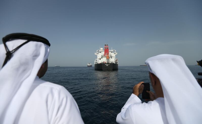 epaselect epa07567791 A general view for the MV Andrea Victory under Norway flag which was attacked on 12 May 2019 outside Fujairah port, United Arab Emirates, 13 May 2019. Media reports on 13 May 2019 state that the United Arab Emirates (UAE) Foreign Office reported that four commercial vessels have been targeted by sabotage operations near UAE territorial waters. Saudi Arabia's energy minister Khalid al-Falih added that two Saudi oil tankers had been targeted in the attack.  EPA/ALI HAIDER