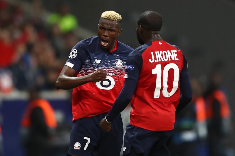 Victor Osimhen of Lille celebrates after he scores his sides first goal. Getty Images