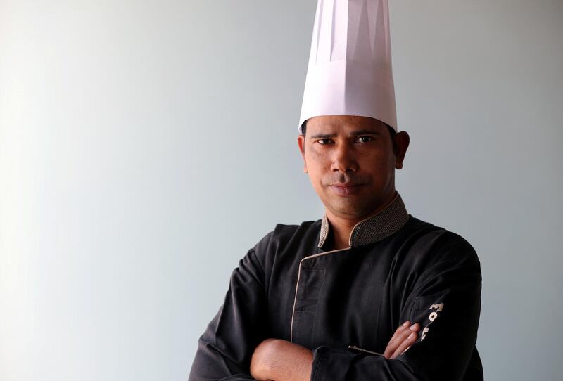 Dubai, United Arab Emirates - May 15, 2019: Iftar Signature Dish. Sous-Chef Rajpal Singh from Mmmbox. Wednesday the 15th of May 2019. Jumeirah, Dubai. Chris Whiteoak / The National
