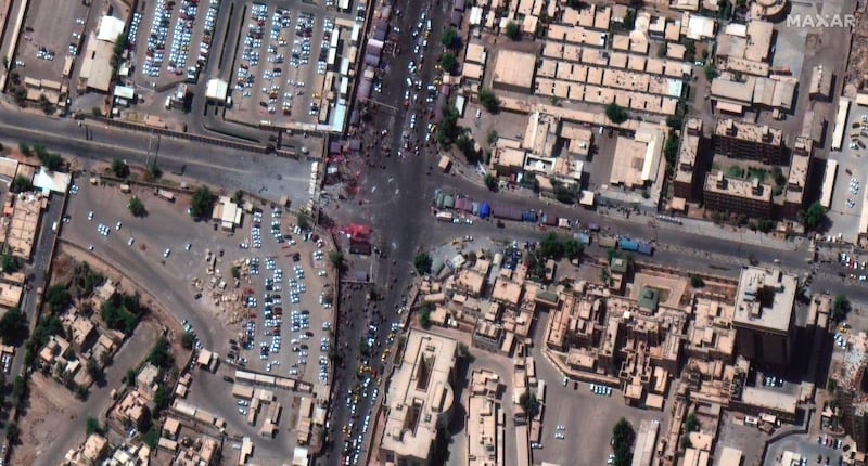An aerial view of Yafa Street in Baghdad after Shiite cleric Moqtada Al Sadr called on his supporters to withdraw from the Iraqi capital's heavily fortified Green Zone. AP
