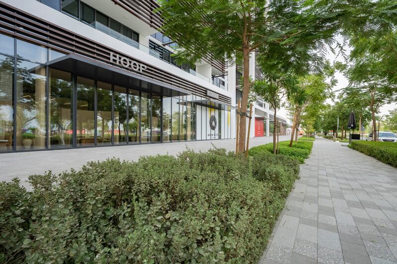 The first phase of the east boulevard at Aljada opened in June, with plenty of outdoor shaded seating thanks to the tree canopy planted along the walkways.