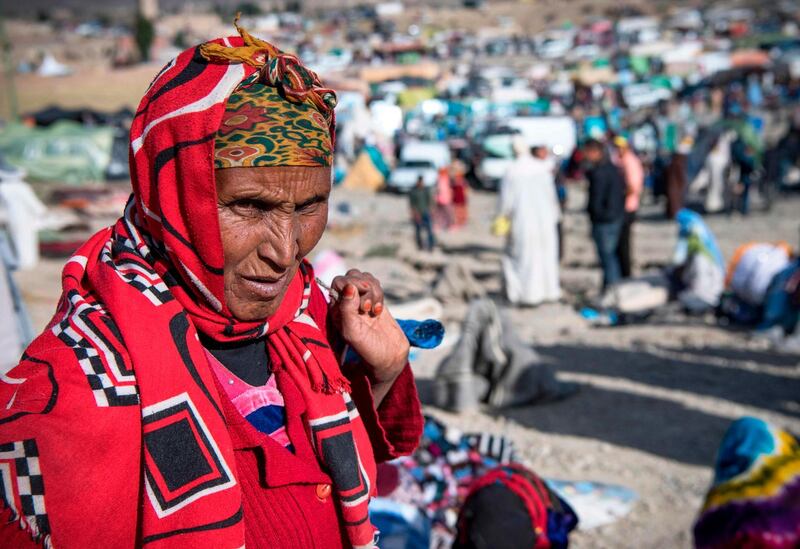 An elderly Berber woman attends Engagement Moussem. Photo: Fadel Senna / AFP