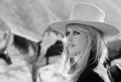 Brigitte Bardot on the set during the filming of the 1968 western "Shalaco". Getty Images