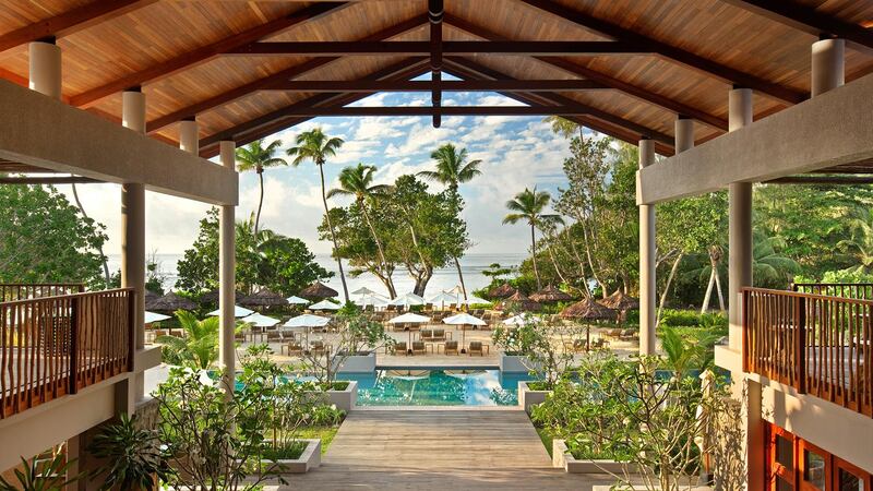 A handout photo of the lobby of Kempinski Seychelles Resort Baie Lazare (Courtesy: Kempinski Seychelles Resort)