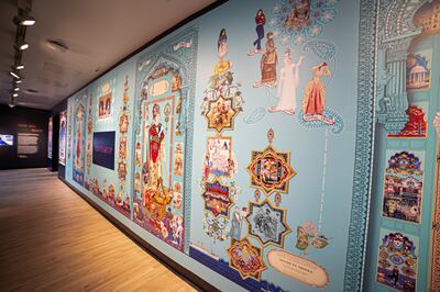 Mural by the Singh Twins at Manchester Museum's South Asia Gallery. Photo: Manchester Museum