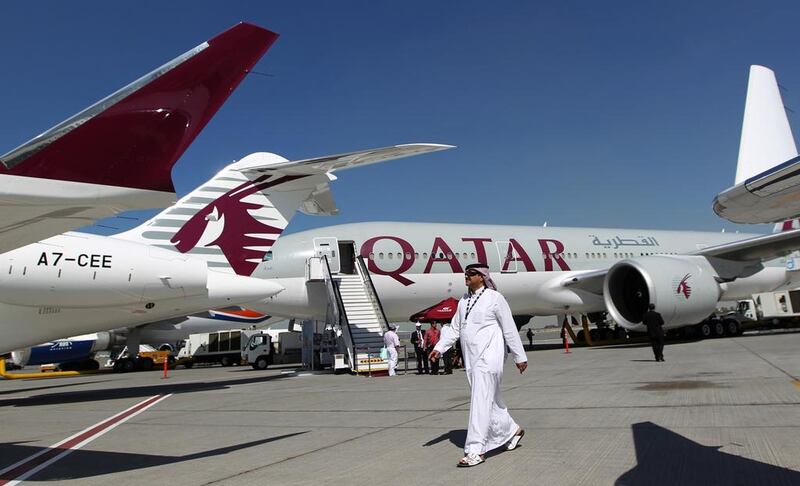 Qatar Airways is adding routes to Sharjah and Dubai’s Al Maktoum airport to double its number of destinations in the UAE. Karim Sahib / AFP