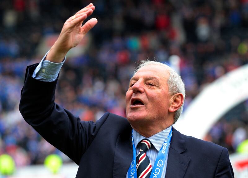 FILE PHOTO: Rangers' manager Walter Smith waves to the fans after winning the Scottish Premier League after their soccer match against Kilmarnock in Scotland May 15, 2011.  REUTERS / David Moir (BRITAIN - Tags: SPORT SOCCER) / File Photo