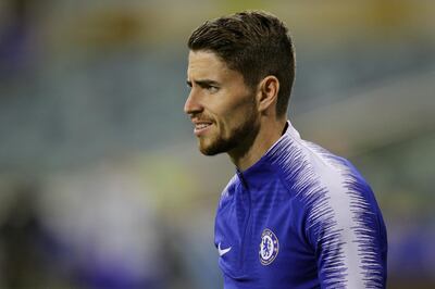 PERTH, AUSTRALIA - JULY 21: Jorginho of Chelsea looks on during a Chelsea FC training session at The WACA on July 21, 2018 in Perth, Australia.
(Photo by Will Russell/Getty Images)