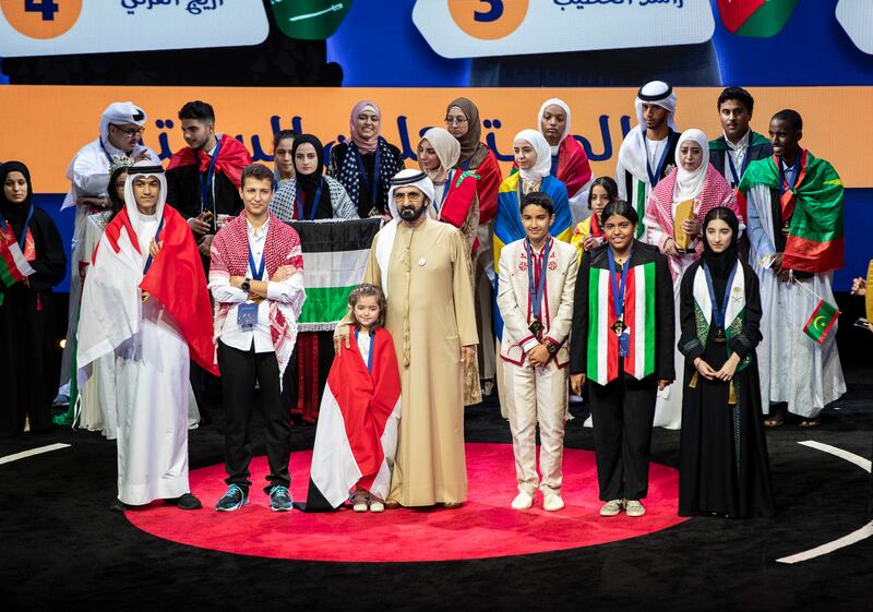 Dubai ruler Sheikh Mohammed bin Rashid attended the Arabic Reading Competition held at Dubai Opera. Ruel Pableo / The National