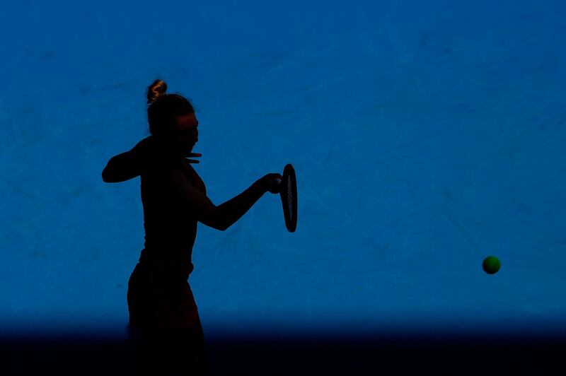 Romania's Simona Halep plays a forehand in her  Australian Open semi-final match against Angelique Kerber of Germany.  Michael Dodge / Getty Images
