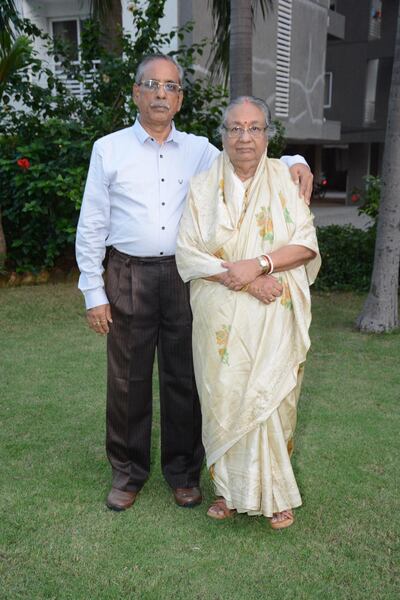 Grandparents Amal Kumar Mandal and his wife Tripti have returned to their home country of India after 53 days in Dubai airport. Courtesy Amal Mandal 