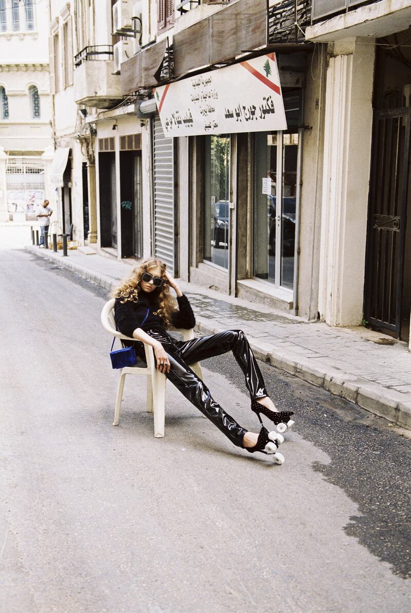OWN THE STREETS.

Photography | Bachar Srour
fashion direction | sarah maisey
styling | hafsa lodi

Sweater, Dh3,450; trousers, Dh3,000; bag, Dh5,750; roller skates, Dh6,850, all from Saint Laurent. Sunglasses, Dh680, Kaleos at TheModist.com. Ring, Dh1,400, Christian Dior. Ring, Dh1,650, Gucci
