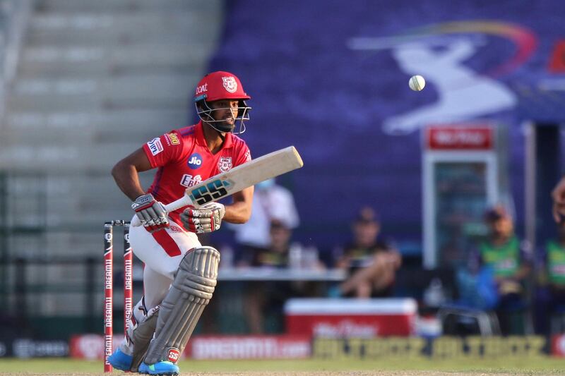 Nicholas Pooran of Kings XI Punjab plays a shot during match 24 of season 13 of the Dream 11 Indian Premier League (IPL) between the Kings XI Punjab and the Kolkata Knight Riders at the Sheikh Zayed Stadium, Abu Dhabi  in the United Arab Emirates on the 10th October 2020.  Photo by: Pankaj Nangia  / Sportzpics for BCCI