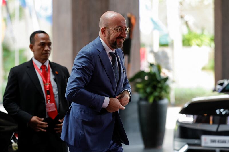 European Council President Charles Michel arrives at the summit. Reuters