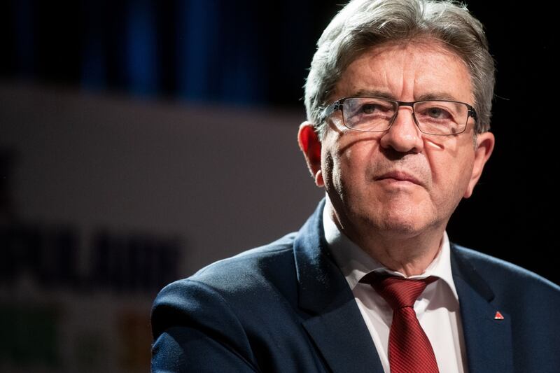 Jean-Luc Melenchon, leader of the France Unbowed party, at a gathering in Paris, following the first round of voting. The second-largest group is on track to be Nupes, a leftist coalition led by Mr Melenchon. Bloomberg