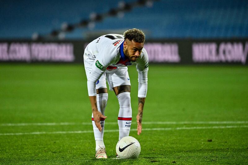 Paris Saint-Germain's Brazilian forward Neymar gets ready to take a penalty in the shootout. AFP