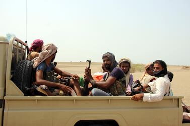 Yemeni government forces take part in military operations on Houthi positions outside Hodeidah on September 7, 2018. EPA