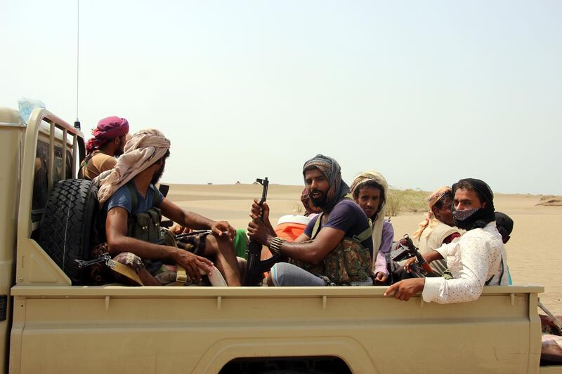 epa07004140 Yemeni government forces take part in military operations on Houthi positions in the port province of Hodeidah, Yemen, 07 September 2018. According to reports, heavy fighting is currently taking place at Yemeni Hodeidah city's western and southern outskirts between the Saudi-backed Yemeni forces and the Houthi rebels as UN-sponsored peace talks in Geneva failed to get off the ground, with the Houthi delegation refusing to leave the capital Sanaâ€™a.  EPA/NAJEEB ALMAHBOOBI