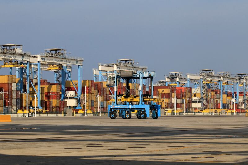 Containers at Khalifa Port. AD Ports Group owns and operates 10 ports in the UAE. Reuters