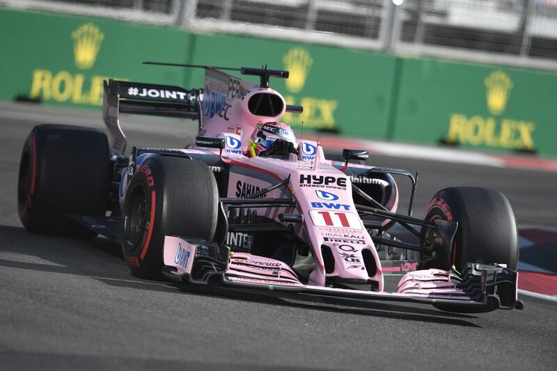 Sergio Perez in action during the Azerbaijan Grand Prix before Force India teammate crashed into him. Andrej Isakovic / AFP