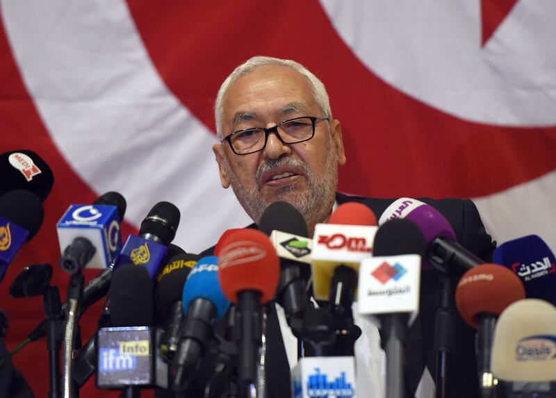 Ennahda Islamist party leader Rachid Ghannouchi was expected to face interrogation over his suspected involvement in facilitating travel networks to Syria and Iraq. AFP