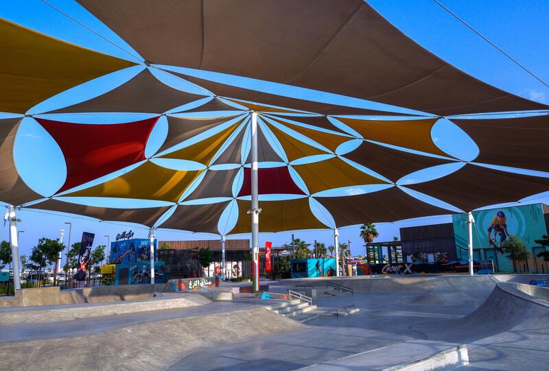 Abu Dhabi, United Arab Emirates, November 8, 2020.   The new Hudayriyat Leisure and Entertainment District at Hudayriyat Island.  The Circuit X skate and BMX park.
Victor Besa/The National
Section:  NA
Reporter:  Haneen Dajani