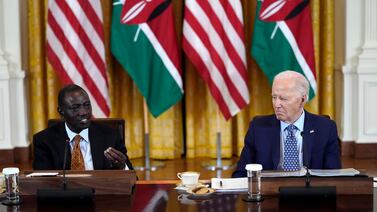US President Joe Biden and Kenya's President William Ruto meet business leaders at the White House on Wednesday. AP