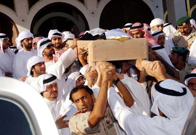 Sheikh Zayed’s coffin is taken to Sheikh Sultan bin Zayed  the First Mosque for prayers in Abu Dhabi. Reuters