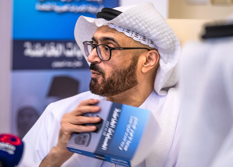 Dr Jamal Al Suwaidi at a press conference to launch his book 'The Muslim Brotherhood in the United Arab Emirates - Miscalculations'. Victor Besa / The National