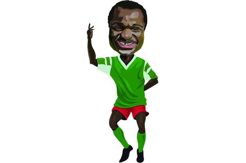 Roger Milla: Nobody knows for sure what age Roger Milla is, but it is universally accepted that the gangly, moustachioed Cameroon striker is the oldest player to ever score at a world cup finals and, therefore, is also the oldest player to ever inspire a generation to belly dance with a corner flag after scoring a goal. Illustration by Mathew Kurian / The National