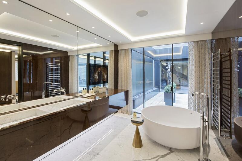 A bathroom suite in one of the residences at The Park Crescent. Courtesy Amazon Property