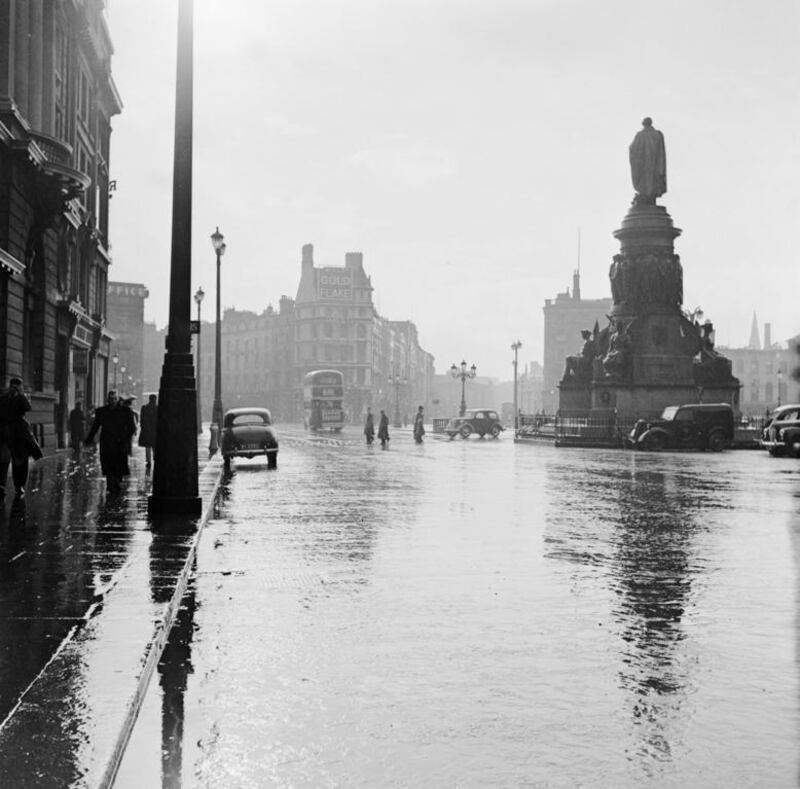 Dublin’s main thoroughfare of O’Connell Street in the 1950s. This is the setting for John Banville’s gritty crime novels. Photo George Pickow / Three Lions / Getty Images.