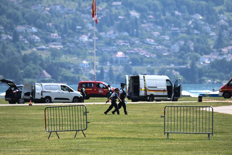 A man reportedly attacked a group with a knife as children were playing in a park near the lake in the town. AFP