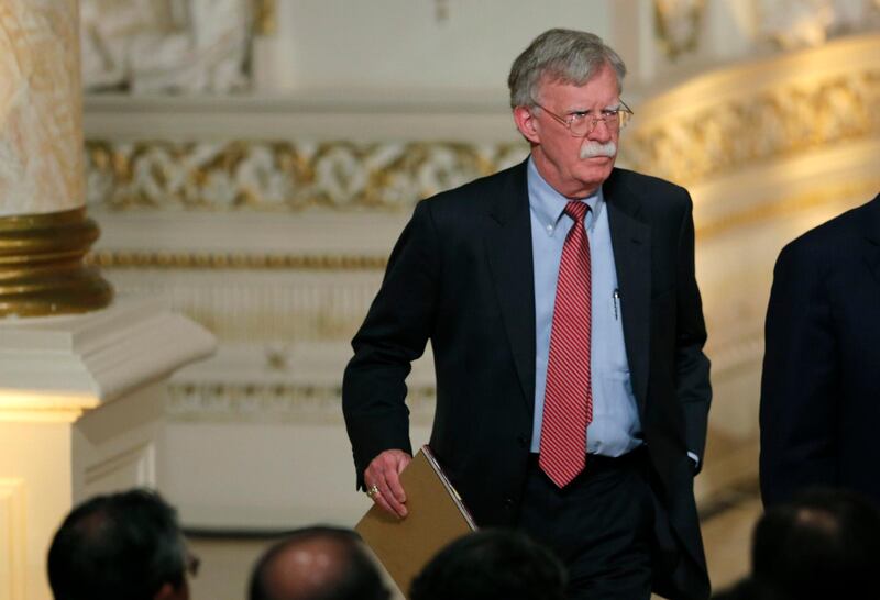 National Security Advisor John Bolton arrives to attend a joint press conference held by U.S. President Donald Trump and Japan's Prime Minister Shinzo Abe at Trump's Mar-a-Lago estate in Palm Beach, Florida, U.S., April 18, 2018. REUTERS/Joe Skipper