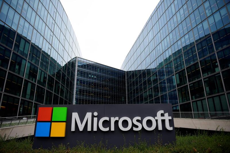 (FILES) In this file photo taken on November 27, 2017 the French headquarters of US multinational technology company Microsoft is seen in Issy-Les-Moulineaux, a Paris' suburb.  Microsoft on Friday said a hacker group linked to Iran unleashed cyber attacks on US journalists, government officials and accounts associated with a US presidential campaign. / AFP / Martin BUREAU
