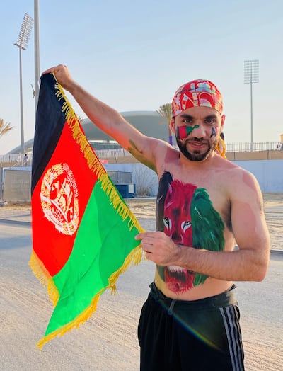 Rahim Sediqi spends Dh500 having his body painted every time Afghanistan play. Paul Radley / The National