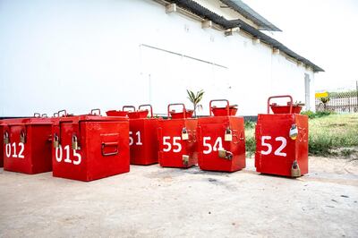 The emeralds are transported to the sort house in padlocked boxes. Courtesy Barry Hayden