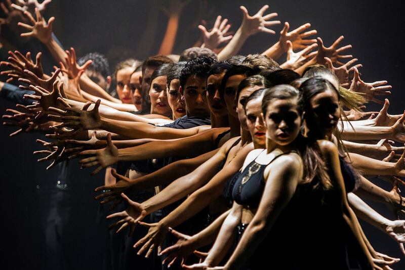 Dancers perform on stage the play 'Camino a Broadway' (Way to Broadway) in Malaga, Spain. EPA