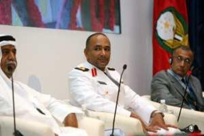 Abu Dhabi, UAE - May 10, 2010 - Brigadier Ibrahim Al Musharakh, Commander of the UAE Navy on a panel at the Indian Ocean Naval Symposium at Yas Hotel. (Nicole Hill / The National) 