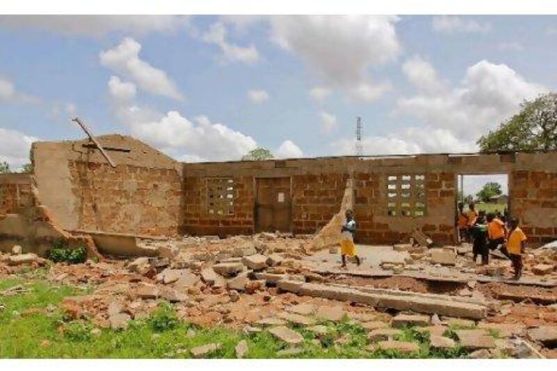 The remains of the school in Adubiliyili which was ruined by storm and will be replaced by a charity based in Abu Dhabi. Courtesy Building Walls of Wisdom