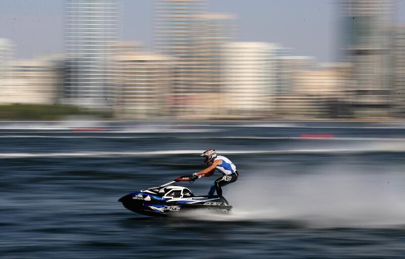 Slaven Ivancic of Croatia race in the Ski Division GP1 during qualifying for the  UIM-ABP Aquabike Class Pro Circuit - Grand Prix of Sharjah at Khalid Lagoon in Sharjah, United Arab Emirates.  Getty Images