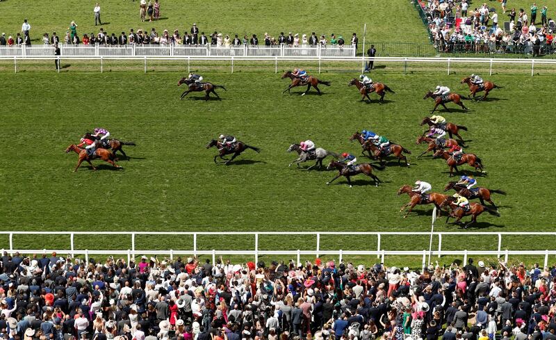 General view during of the 2.30pm Albany Stakes race at Royal Ascot. The race was won by Daahyeh, owned by Sheikh Nasser bin Hamad Al Khalifa of Bahrain. Reuters