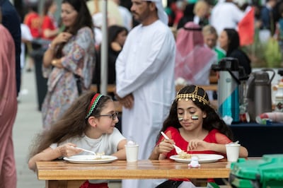 Children dressed up and tasted Emirati food. Antonie Robertson / The National