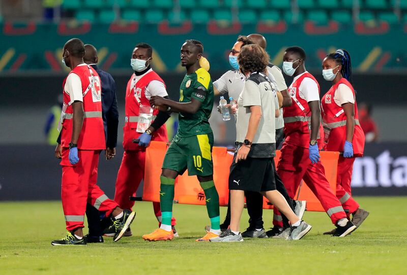 Senegal's Sadio Mane suffered a head injury during the Africa Cup of Nations round of 16 match against Cape Verde at the Kouekong Stadium in Bafoussam on Tuesday, January 25, 2022. Reuters